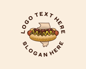 Map - Illinois Hotdog Sandwich logo design