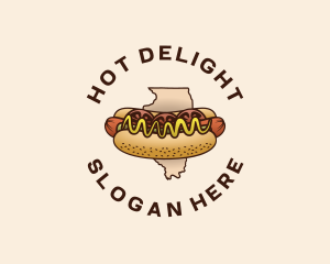 Illinois Hotdog Sandwich logo design