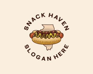 Illinois Hotdog Sandwich logo design