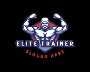 Bodybuilder Muscle Man Trainer logo design