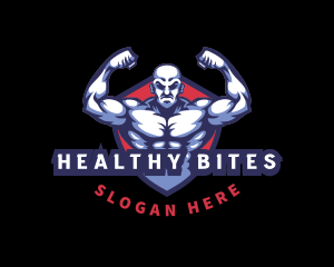 Bodybuilder Muscle Man Trainer logo design