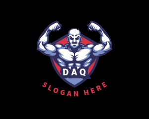 Training - Bodybuilder Muscle Man logo design