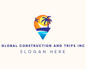 Palm Tree - Airplane Travel Resort logo design
