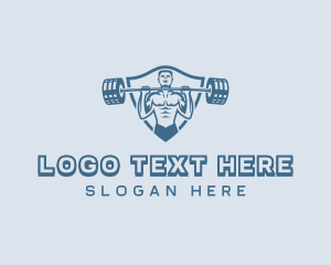 Man - Strong Barbell Weightlifter logo design