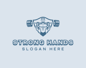 Strong Barbell Weightlifter logo design