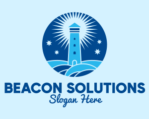 Beacon - Starry Night Lighthouse logo design