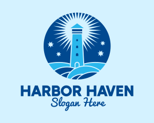 Harbor - Starry Night Lighthouse logo design