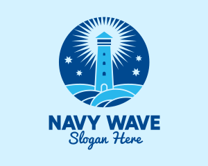 Navy - Starry Night Lighthouse logo design