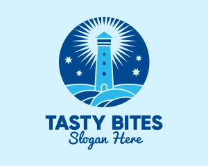 Night - Starry Night Lighthouse logo design