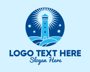 Coastal - Starry Night Lighthouse logo design