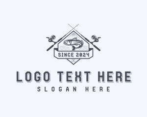 Seafood - Fisherman Fishing Rod logo design