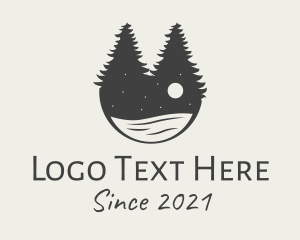 Explorer - Evening Pine Trees Lake logo design