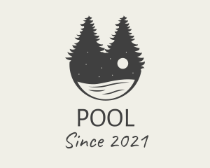 Travel - Evening Pine Trees Lake logo design