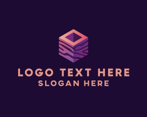 Box - 3D Gradient Cube logo design