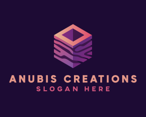 3D Gradient Cube logo design