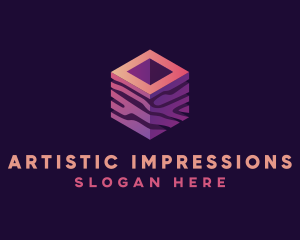 3D Gradient Cube logo design