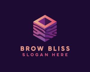 3D Gradient Cube logo design