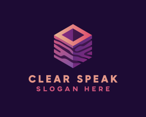 3D Gradient Cube logo design