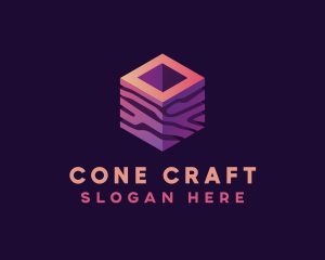 3D Gradient Cube logo design