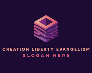 3D Gradient Cube logo design