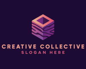 3D Gradient Cube logo design