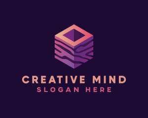 3D Gradient Cube logo design