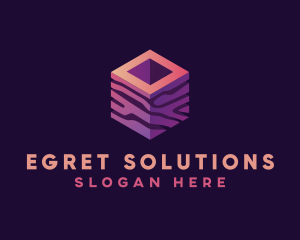 3D Gradient Cube logo design