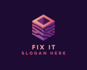 3D Gradient Cube logo design