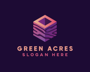 3D Gradient Cube logo design