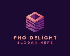 3D Gradient Cube logo design