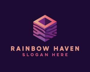 3D Gradient Cube logo design