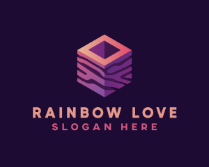 3D Gradient Cube logo design