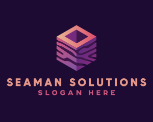 3D Gradient Cube logo design