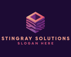 3D Gradient Cube logo design