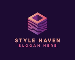 3D Gradient Cube logo design