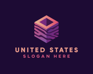 3D Gradient Cube logo design