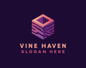 3D Gradient Cube logo design