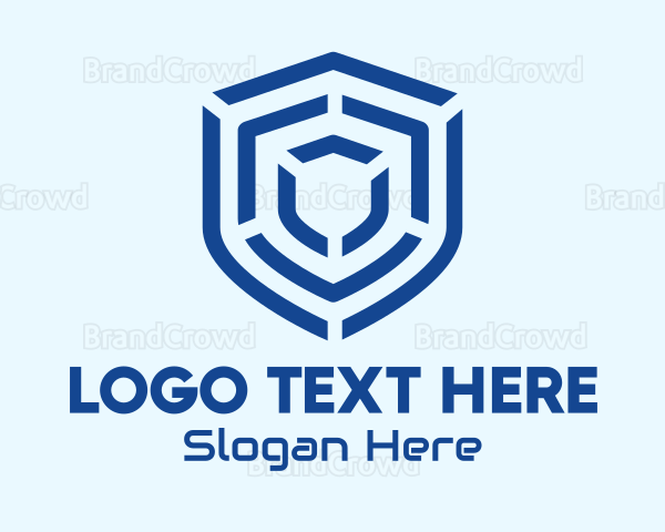 Blue Maze Shield Logo