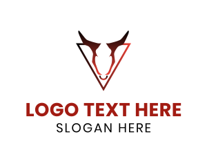 Bull Fighting - Bull Horn Triangle logo design