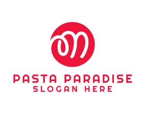 Pasta - Red Doodle Letter M logo design