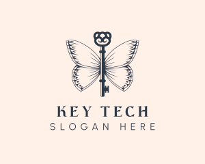 Luxury Butterfly Key logo design