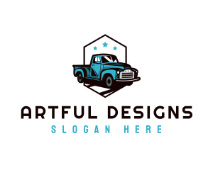 Retro Pickup Truck logo design