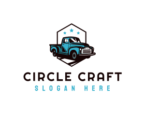 Retro Pickup Truck logo design