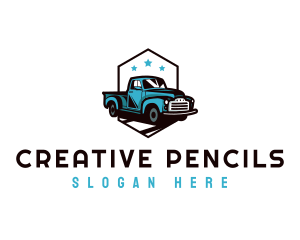 Retro Pickup Truck logo design