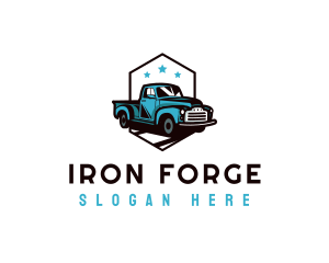 Retro Pickup Truck logo design