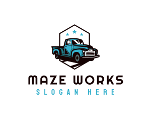 Retro Pickup Truck logo design