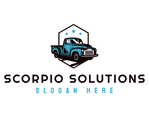 Retro Pickup Truck logo design