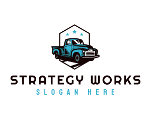 Retro Pickup Truck logo design