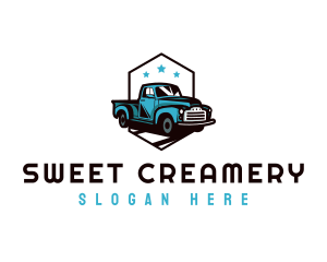 Retro Pickup Truck logo design