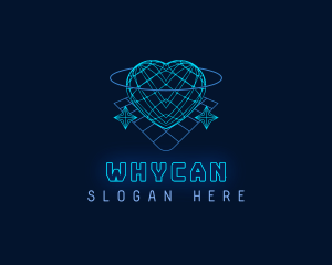 Love - Heart Cyber Y2K logo design